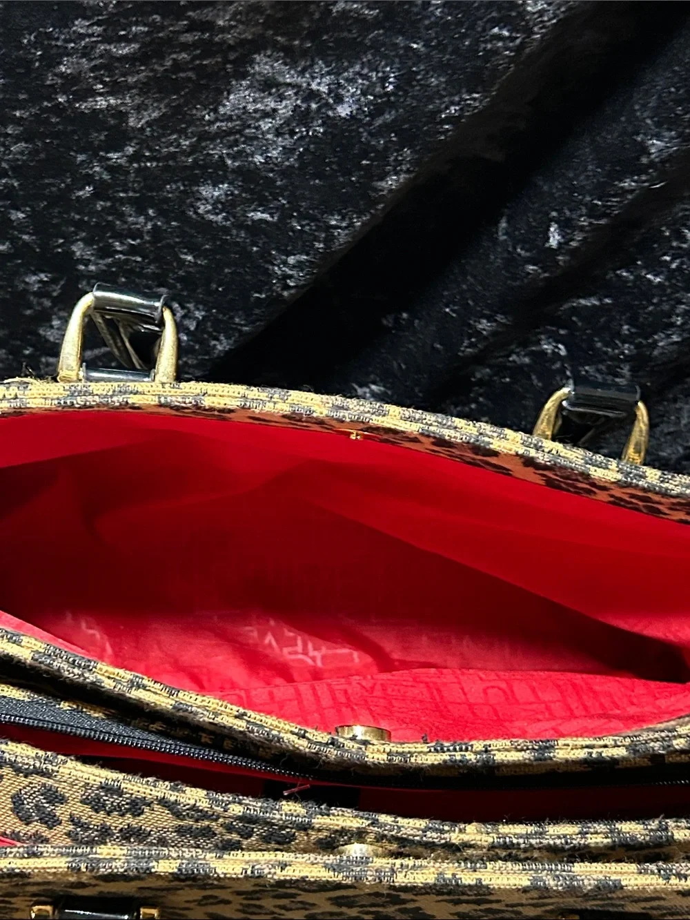 Diane Von Furstenberg Leopard Print Satchel with Black Patent Handles